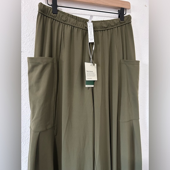 Mid Rise Elastic Waistband Drawstring Pocket Palazzo Flowy Wide Leg M - Picture 5 of 5